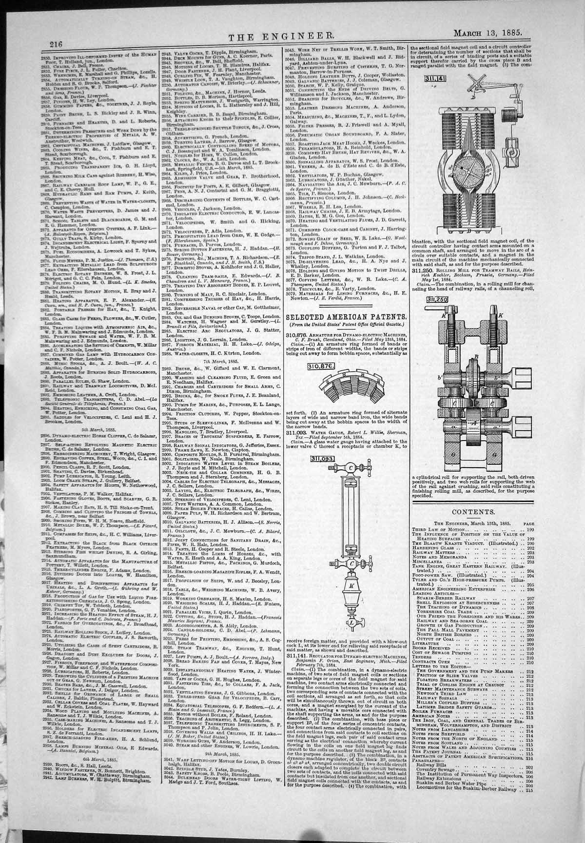 Old American Patents 1885 Dynamo-Electric Brush Sherman Bochun Orton Victorian