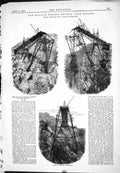 Old Print 1885 Blaauw Krantz Bridge Cape Colony Handyside Derby Plan Base 19th