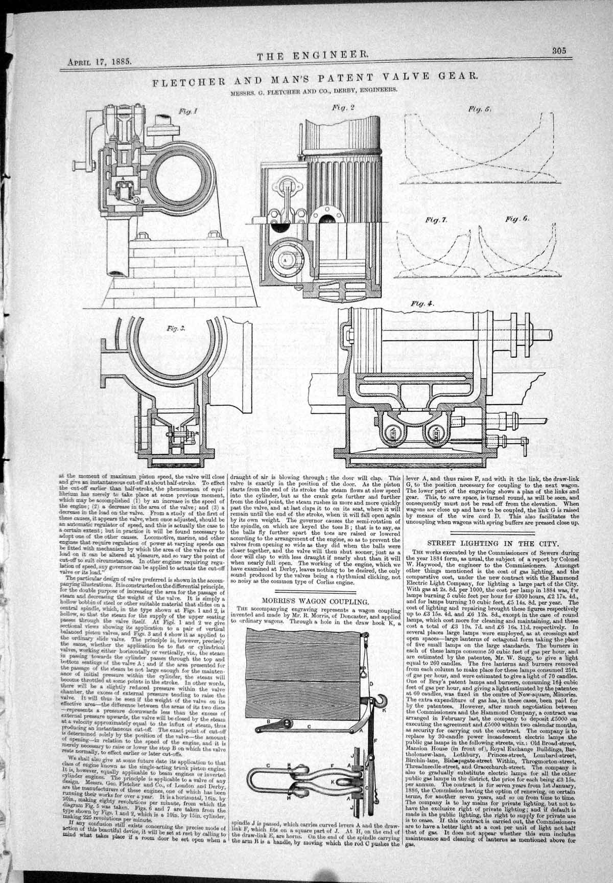 Old 1885 Fletcher Man Patent Valve Gear Morris Coupling India Railway Victorian