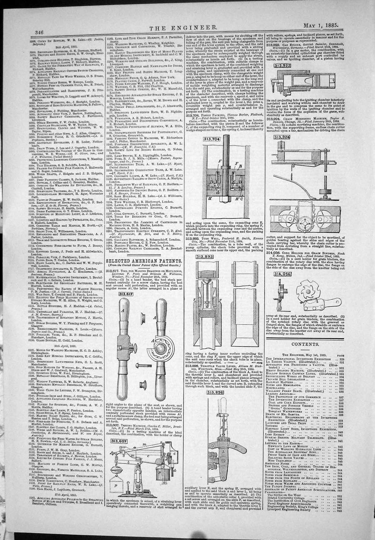 Old Print American Patents 1885 Poole Miller Piston Packing Smith Daniels 19th