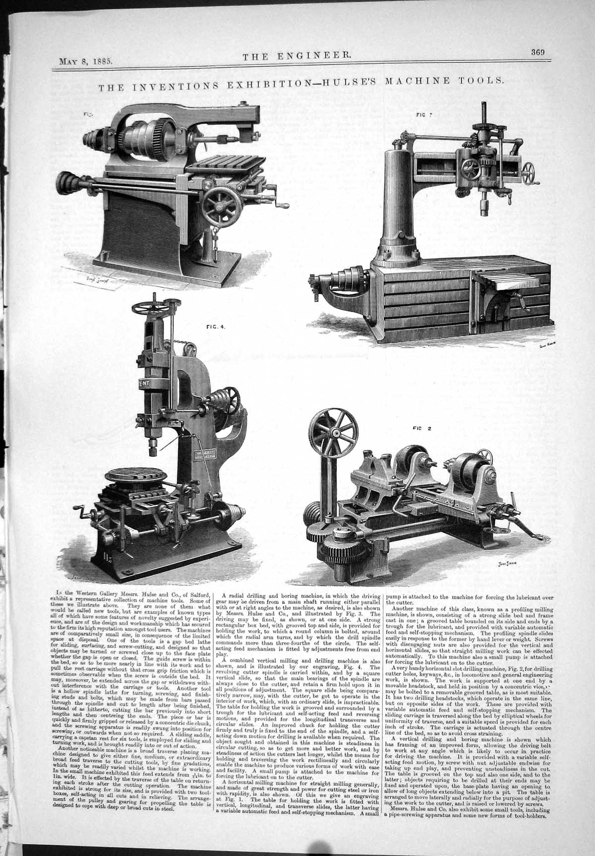 Old Print 1885 Hulse Machine Tools Twelve-Pounder Gun Carriage Inventions 19th