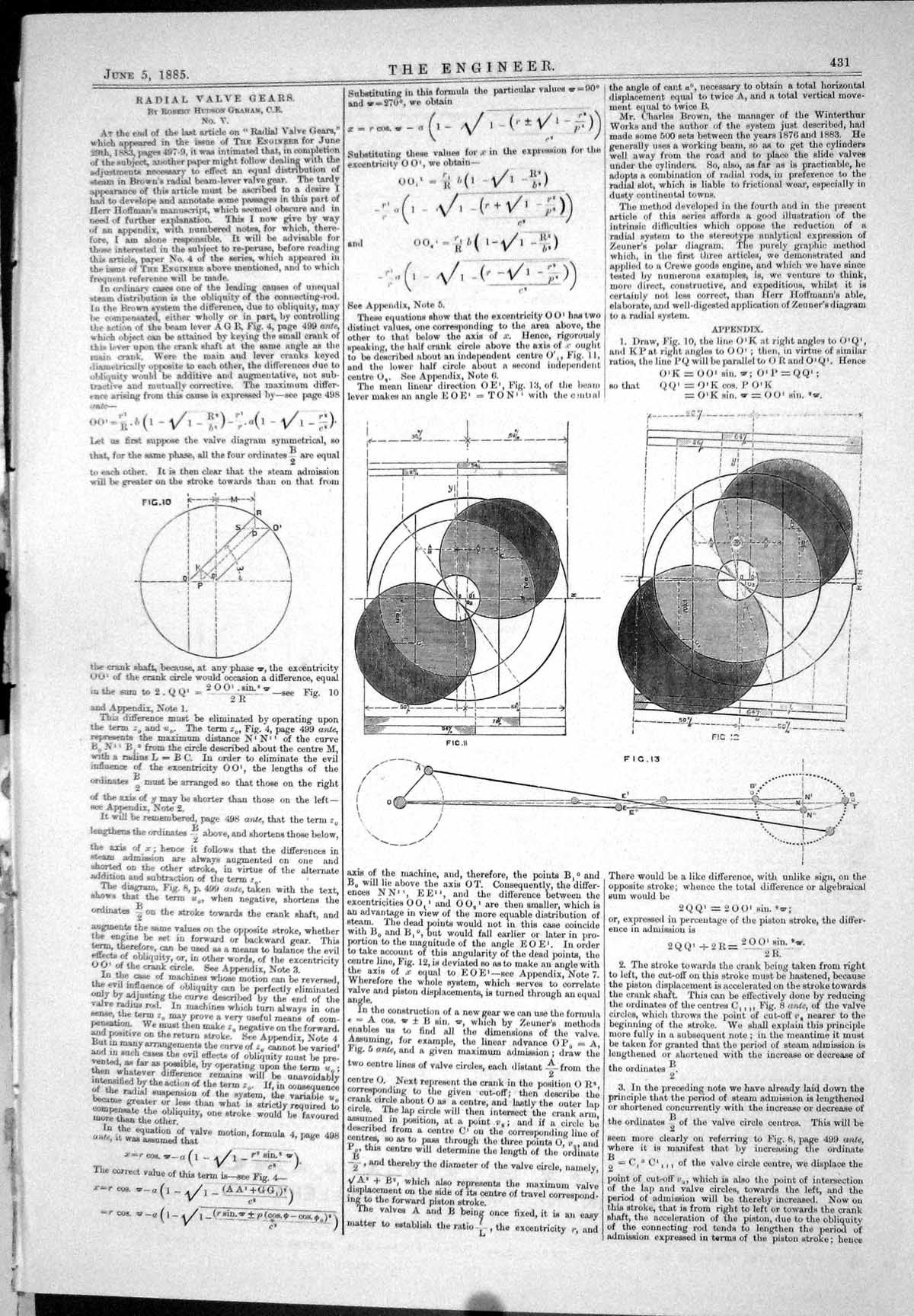 Old Print 1885 Radial Valve Gears Robert Graham Diagrams Kirkaldy Heater 19th