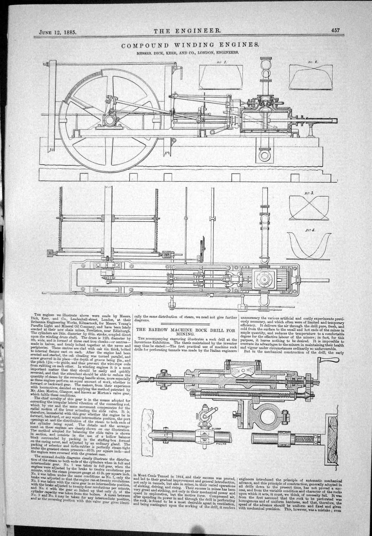 Old 1885 Compound Window Engines Dick Kerr Barrow Machine Rock Drill Victorian
