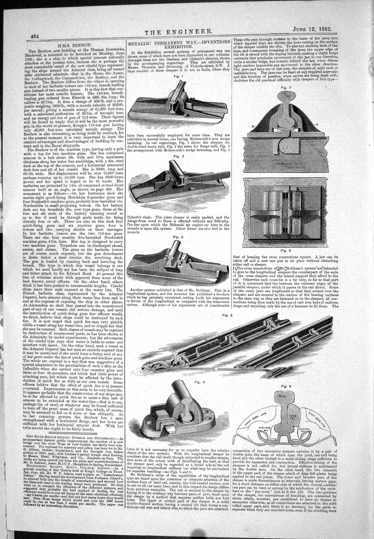 Old Print 1885 Metallic Permanent Way Inventions Exhibition Railway Iron 19th