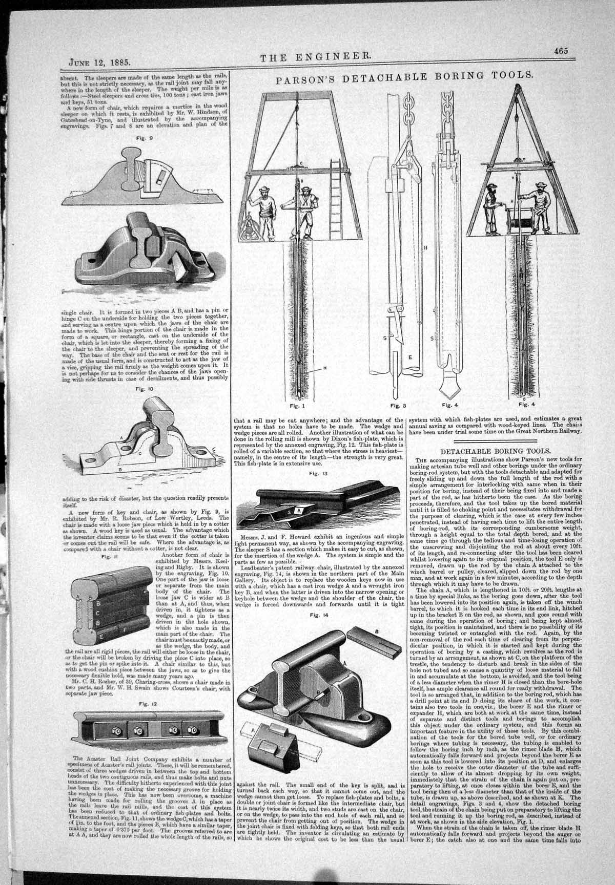 Old Engineering 1885 Parson Boring Tools Matthewson Sand Blast Appara Victorian