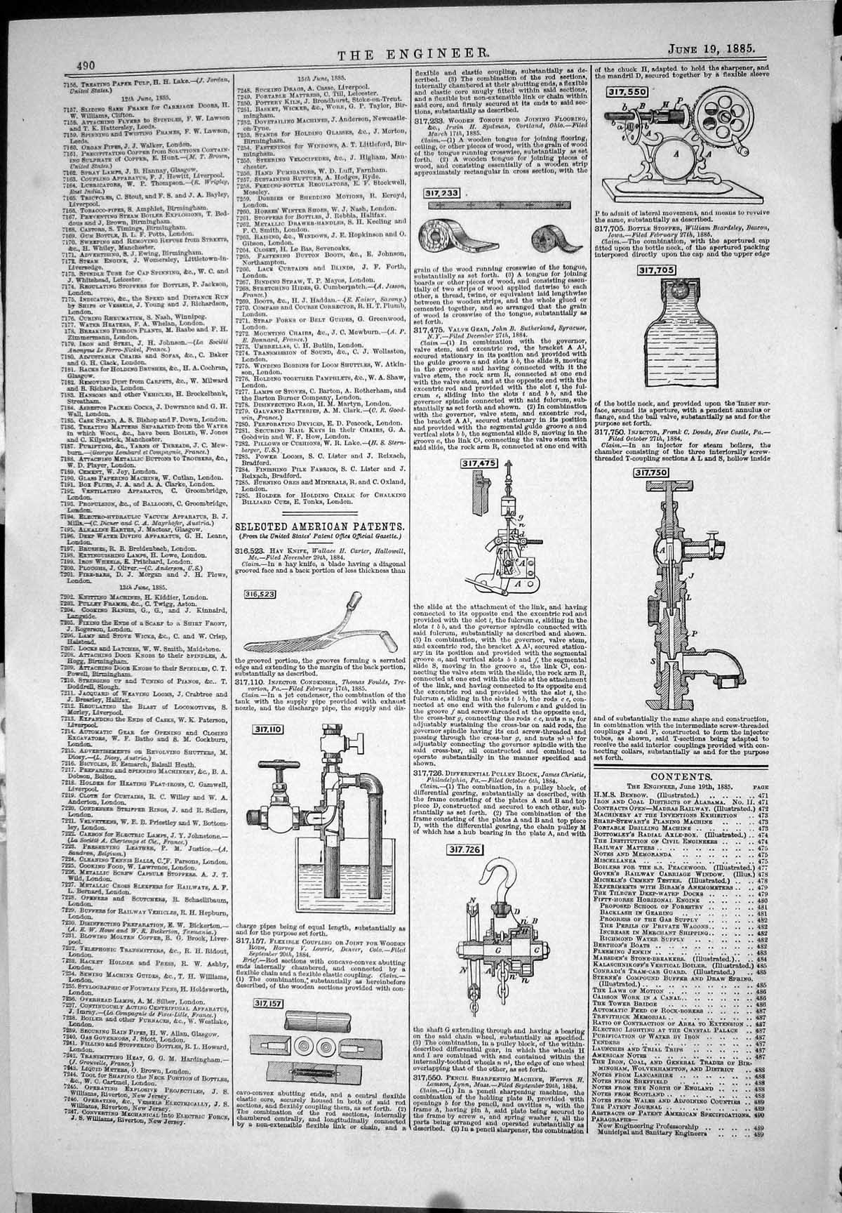 Old 1885 American Patents Wallace Foulds Lowrie Christie Instruments Victorian