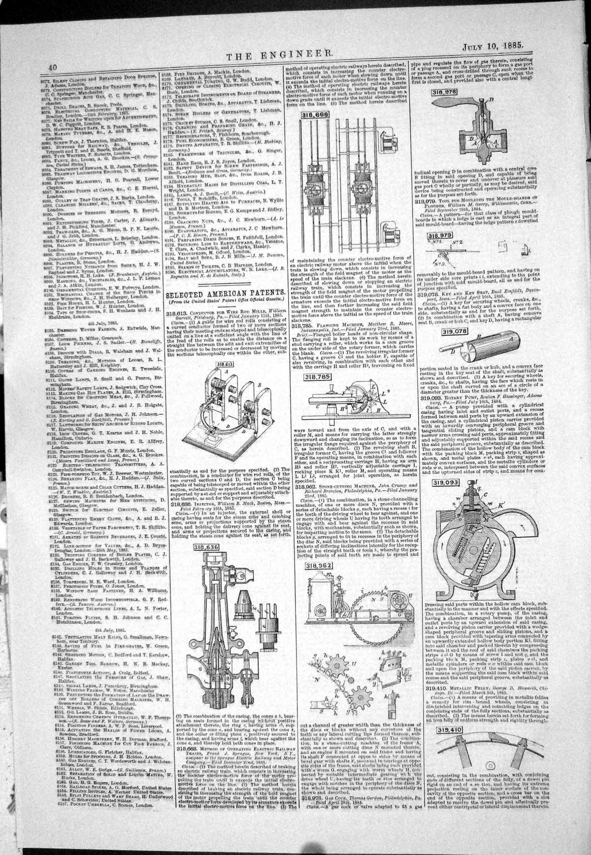 Old 1885 American Patents Injector Mack Machine Flanging Moore Hawort Victorian