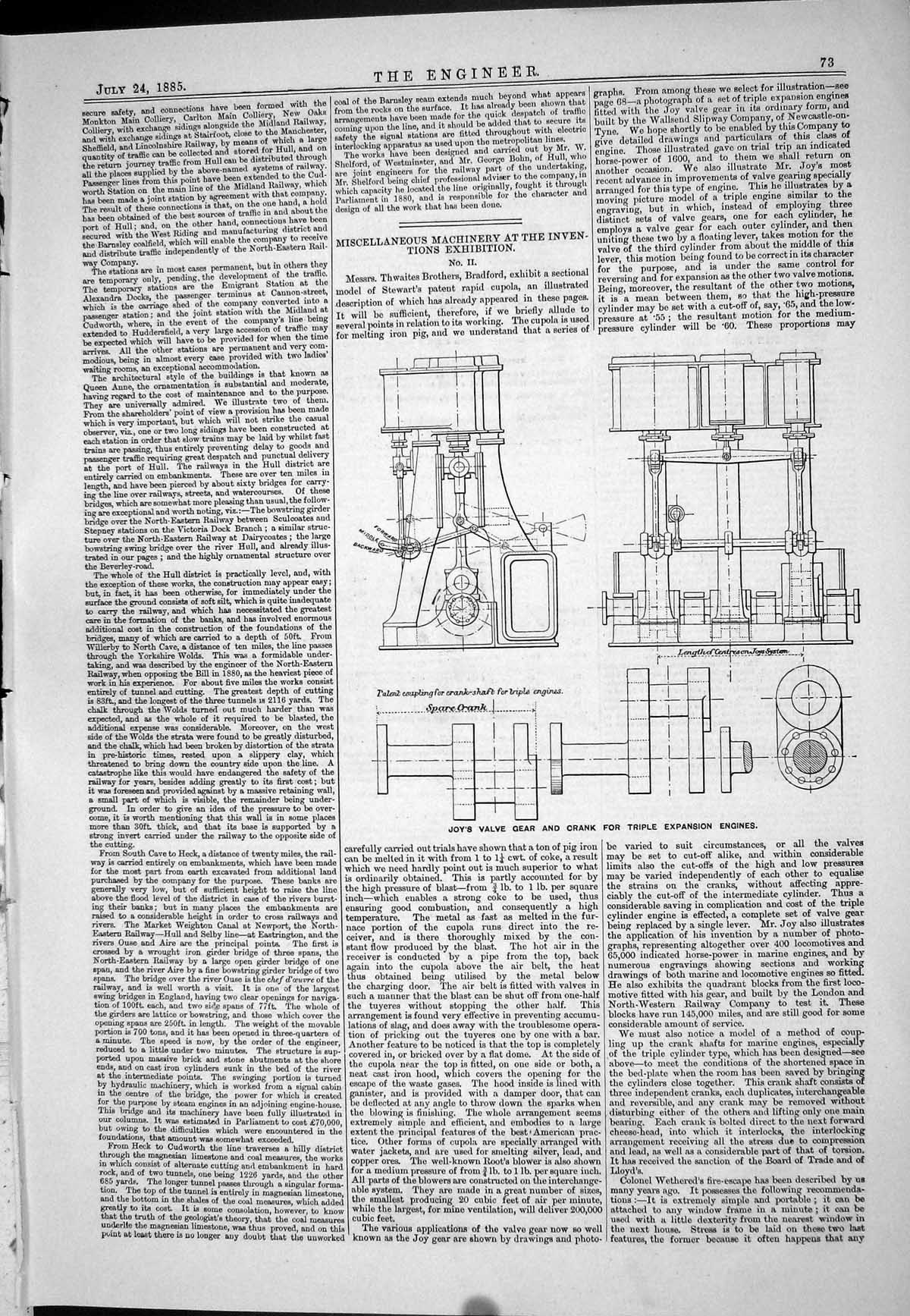 Old Print 1885 Miscellaneous Machinery Inventions Exhibition Thwaites Joy 19th