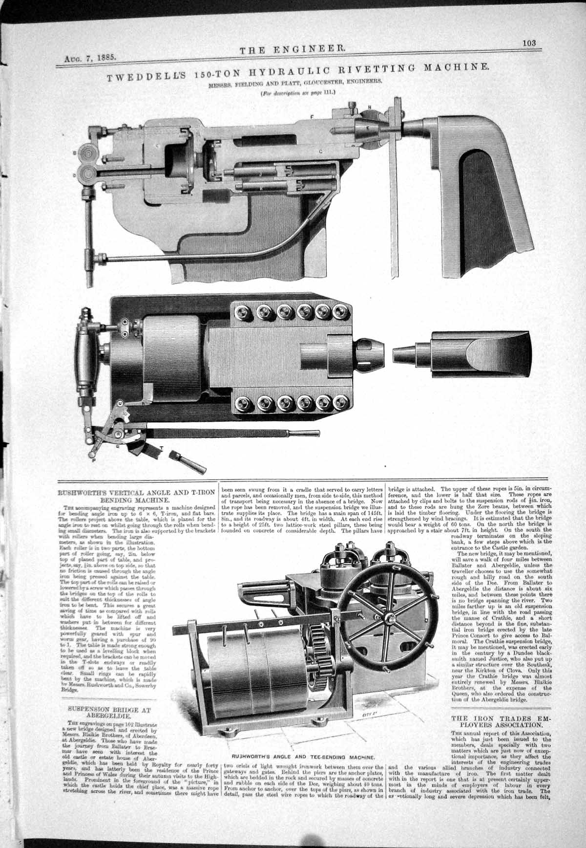 Old 1885 Tweddell Hydaulic Rivetting Machine Rielding Platt Rushworth Victorian