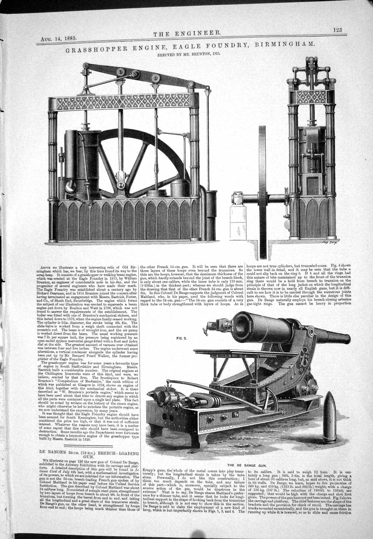 Old 1885 Grasshopper Engine Eagle Foundry Birmingham Brunton Bange Gu Victorian