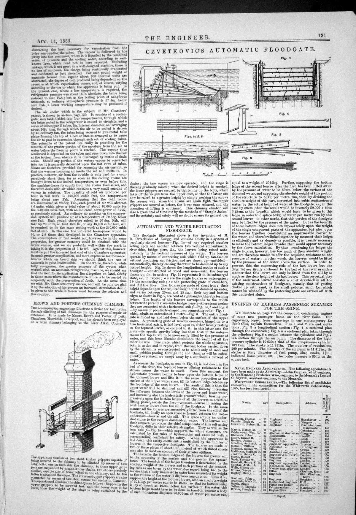 Old Print 1885 Czvetkovic Automatic Floodgate Brown Porter Seine Chimney 19th