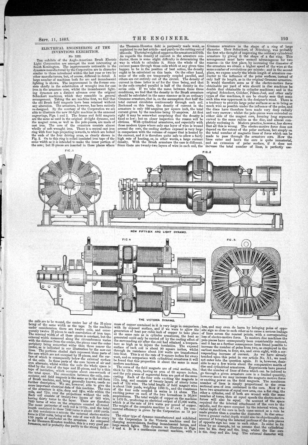 Old Print 1885 Electrical Inventions Exhibition Arc Light Dynamo Victoria 19th