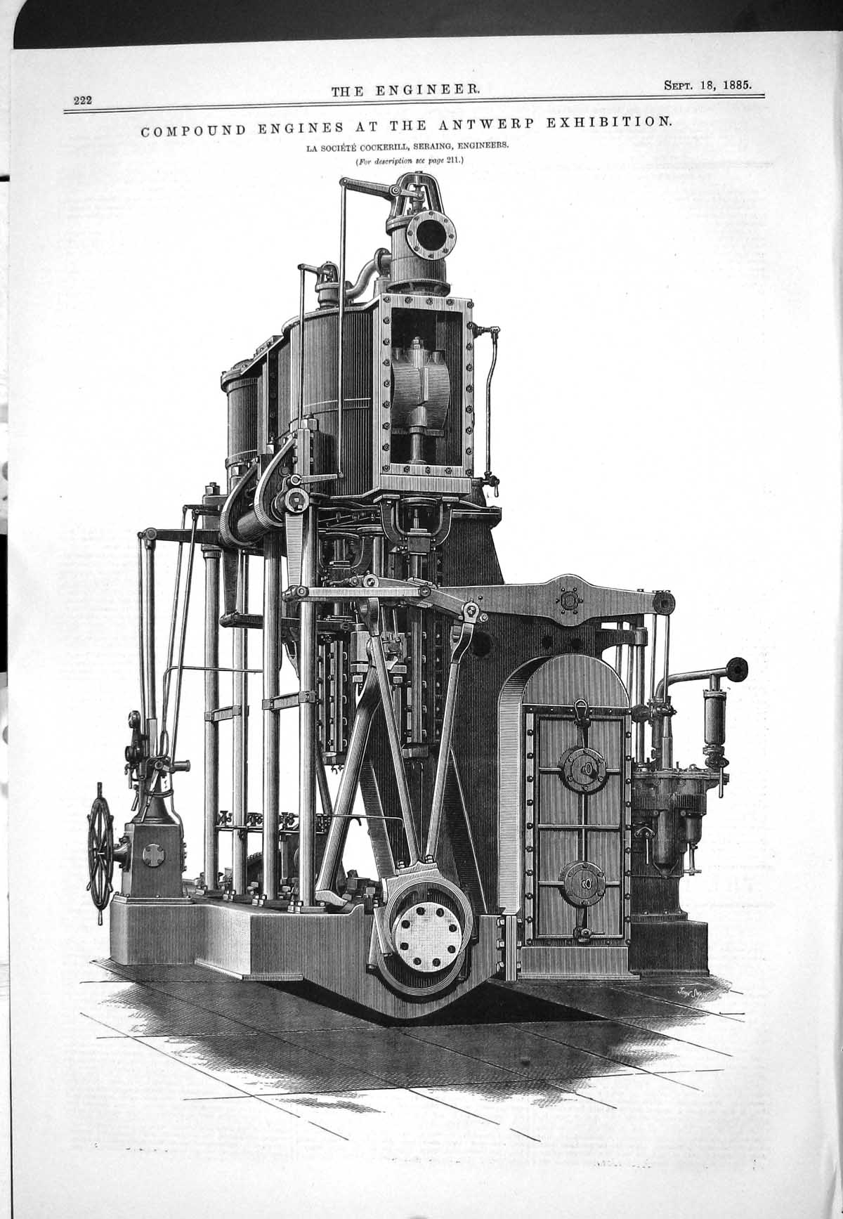 Old 1885 Compound Engines Antwerp Exhibition Cockerill Seraing Swain Victorian
