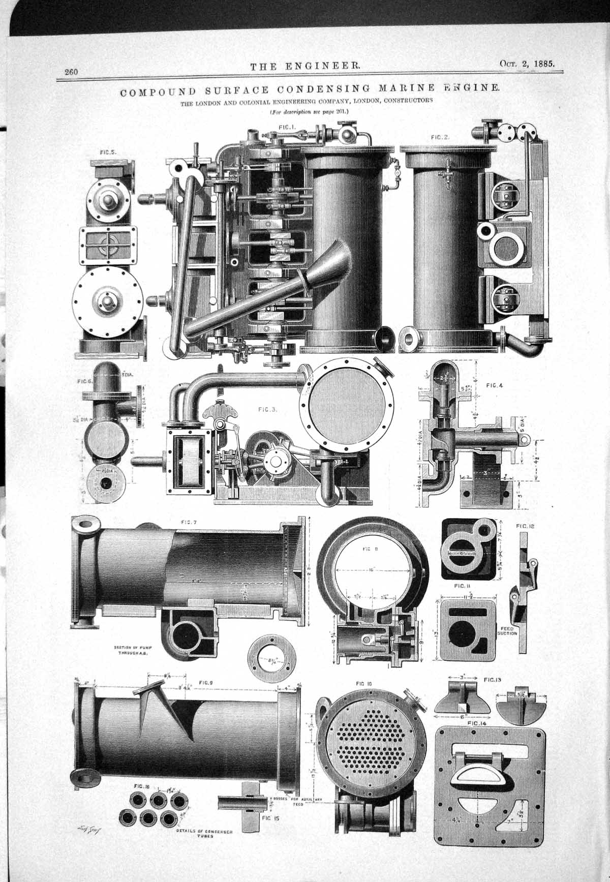 Old 1885 Compound Surface Condensing Marine Engine London Constructor Victorian