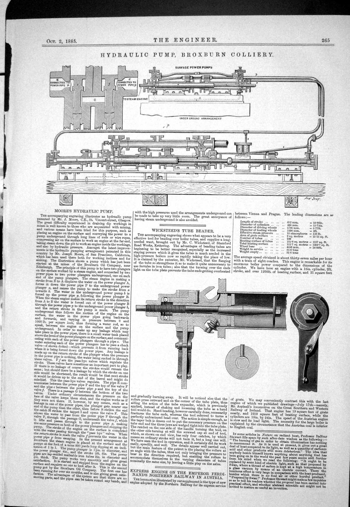 Old 1885 Hydraulic Pump Broxburn Colliery Moore Wicksteed Tube Beader Victorian
