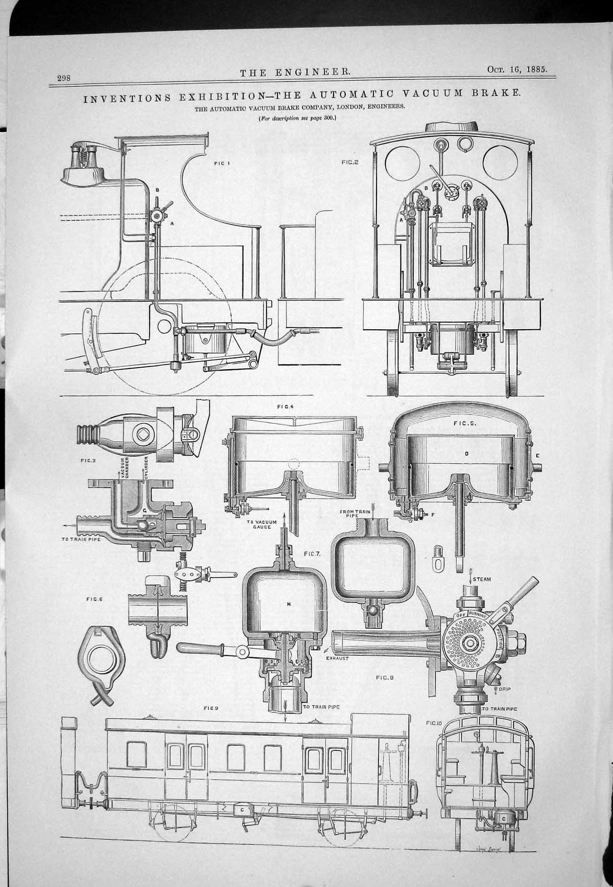 Old 1885 Inventions Exhibition Automatic Vacuum Brake Thom Piston Val Victorian