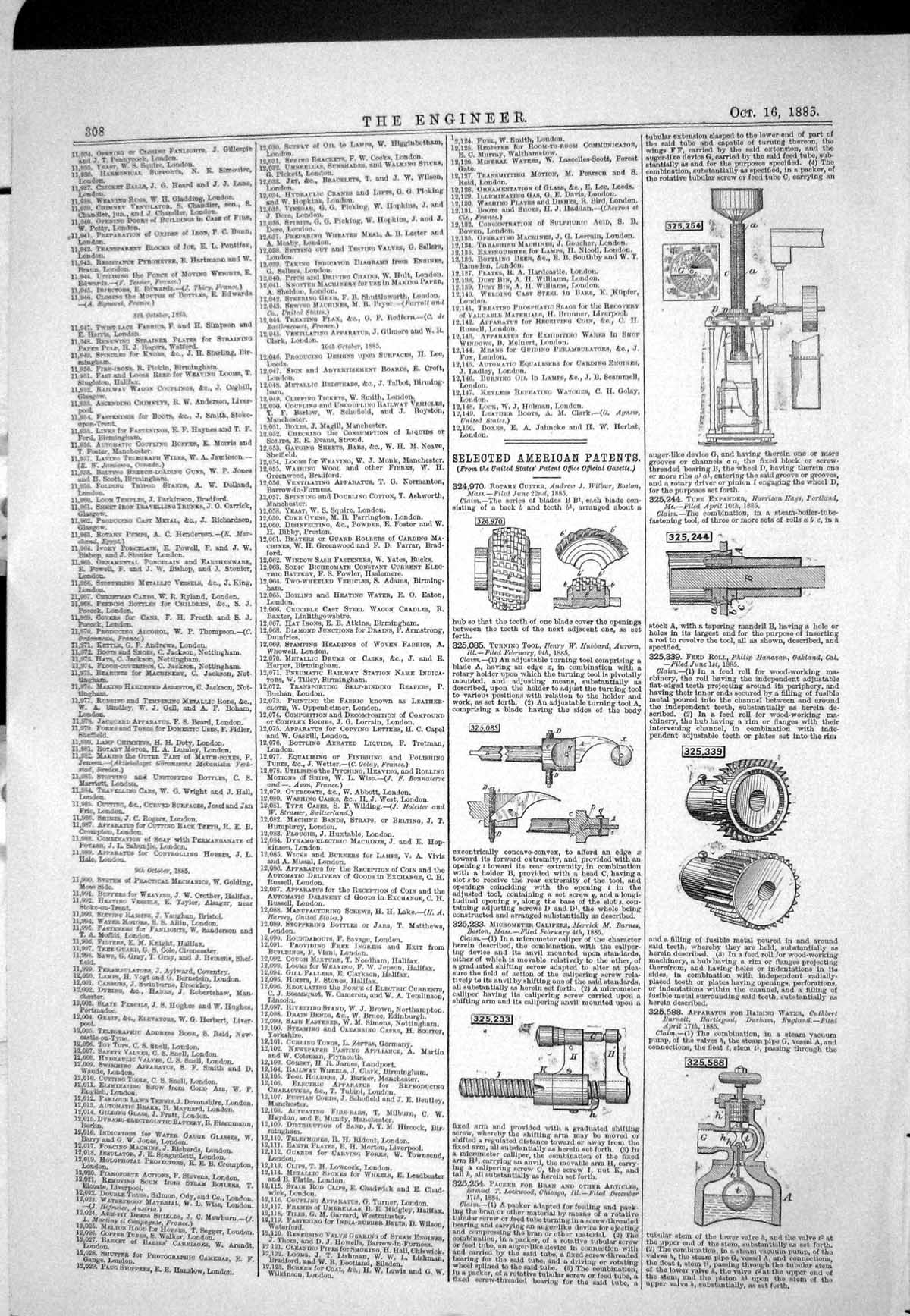Old Print 1885 American Patents Rotary Cutter Wilbur Hubbard Turning Tool 19th
