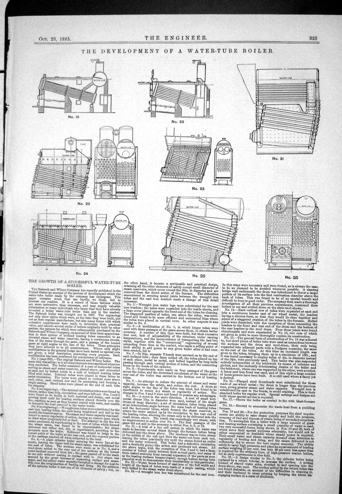 Old 1885 Water-Tube Boiler Successful Development Engineering Diagram Victorian