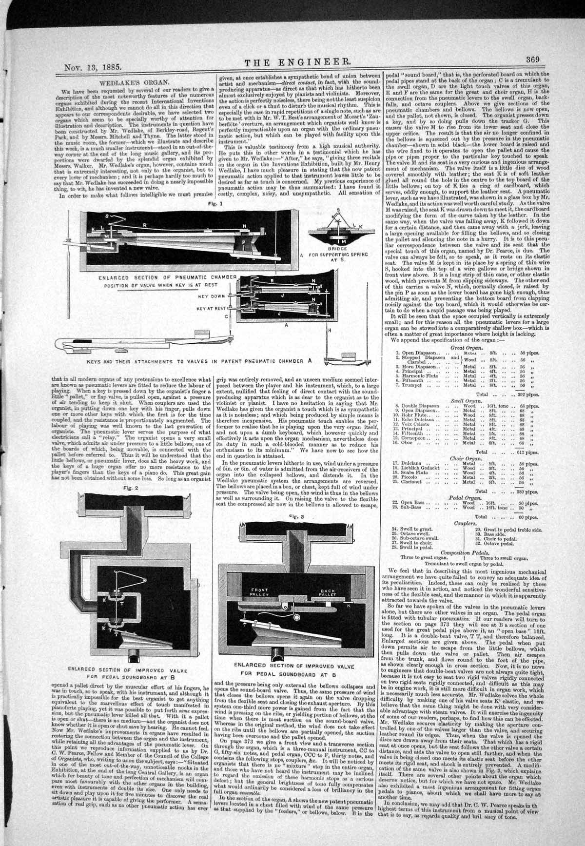 Antique Old Print 1885 Wedlake Organ Huddersfield Station Rofall Description