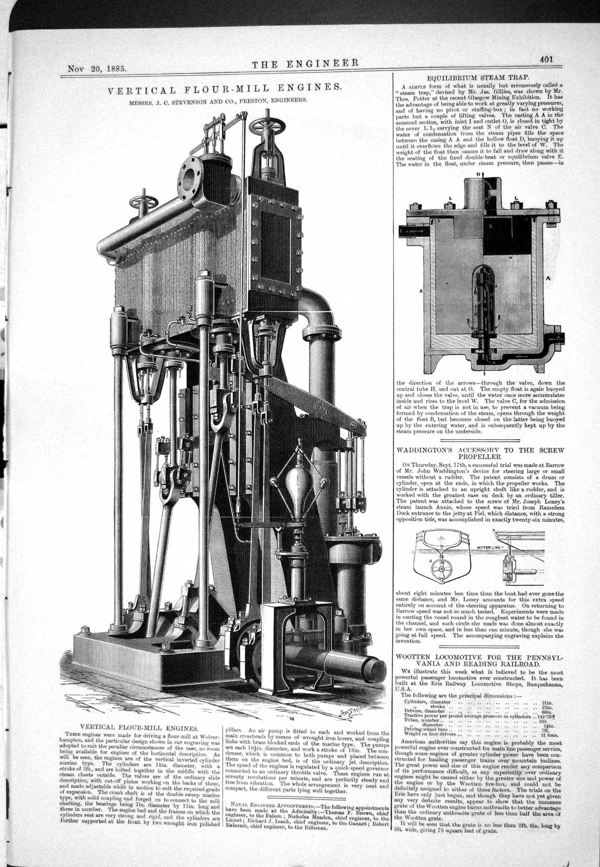 Old 1885 Vertical Flour-Mill Engines Stevenson Preston Equilibrium St Victorian