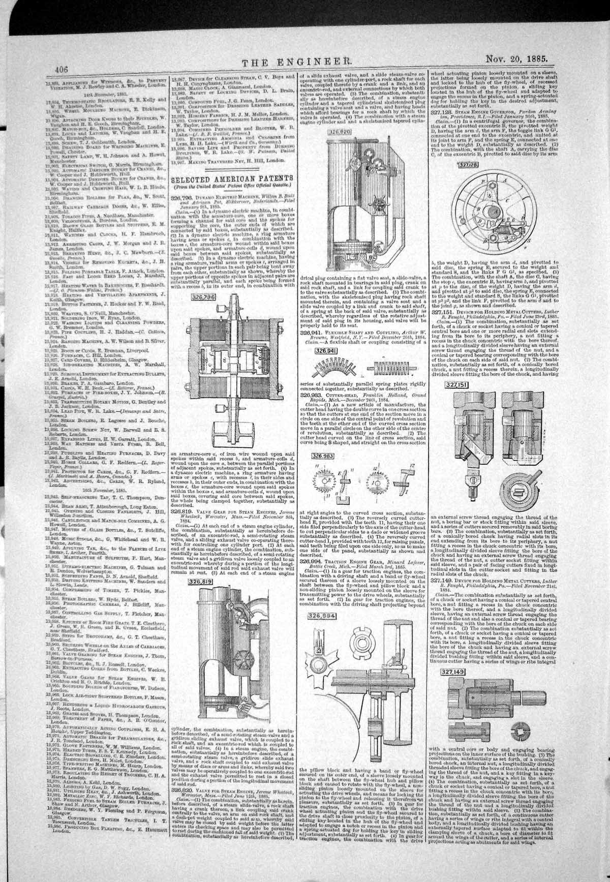 Old 1885 American Patents Dynamo Machine Smit Pot Wheelock Faught Bro Victorian