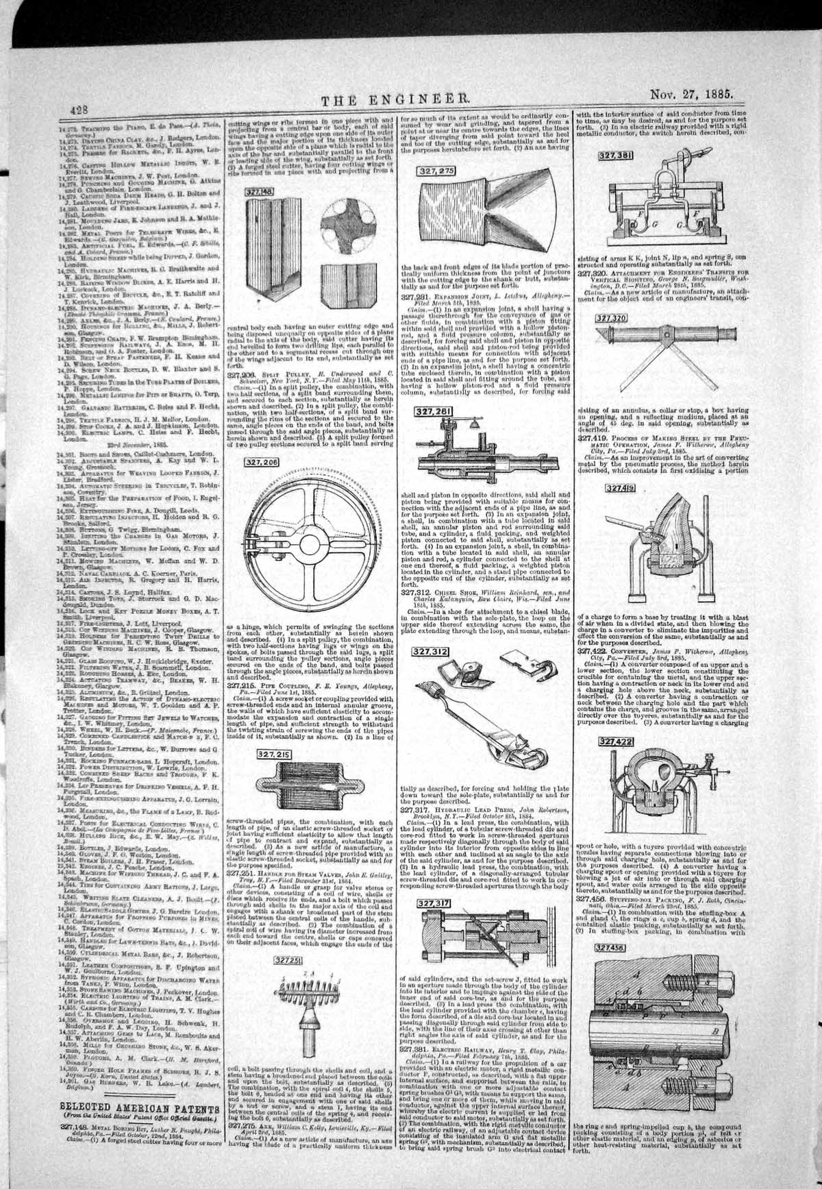 Old 1885 American Patents Metal Boring Faught Split Pulley 19th