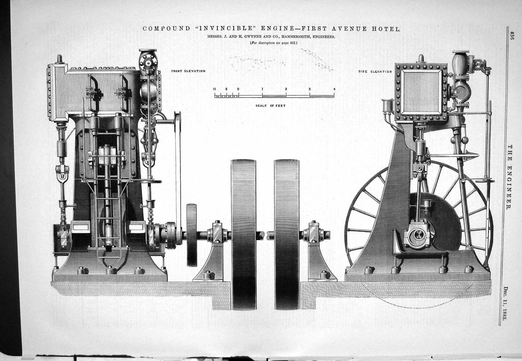 Old 1885 Engineering Compound Engine First Avenue Hotel Gwynne Invinc Victorian
