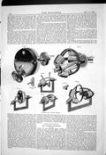 Old Print 1885 Antwerp Exhibition Inclined Shaft Rotary Engines Diagrams 19th