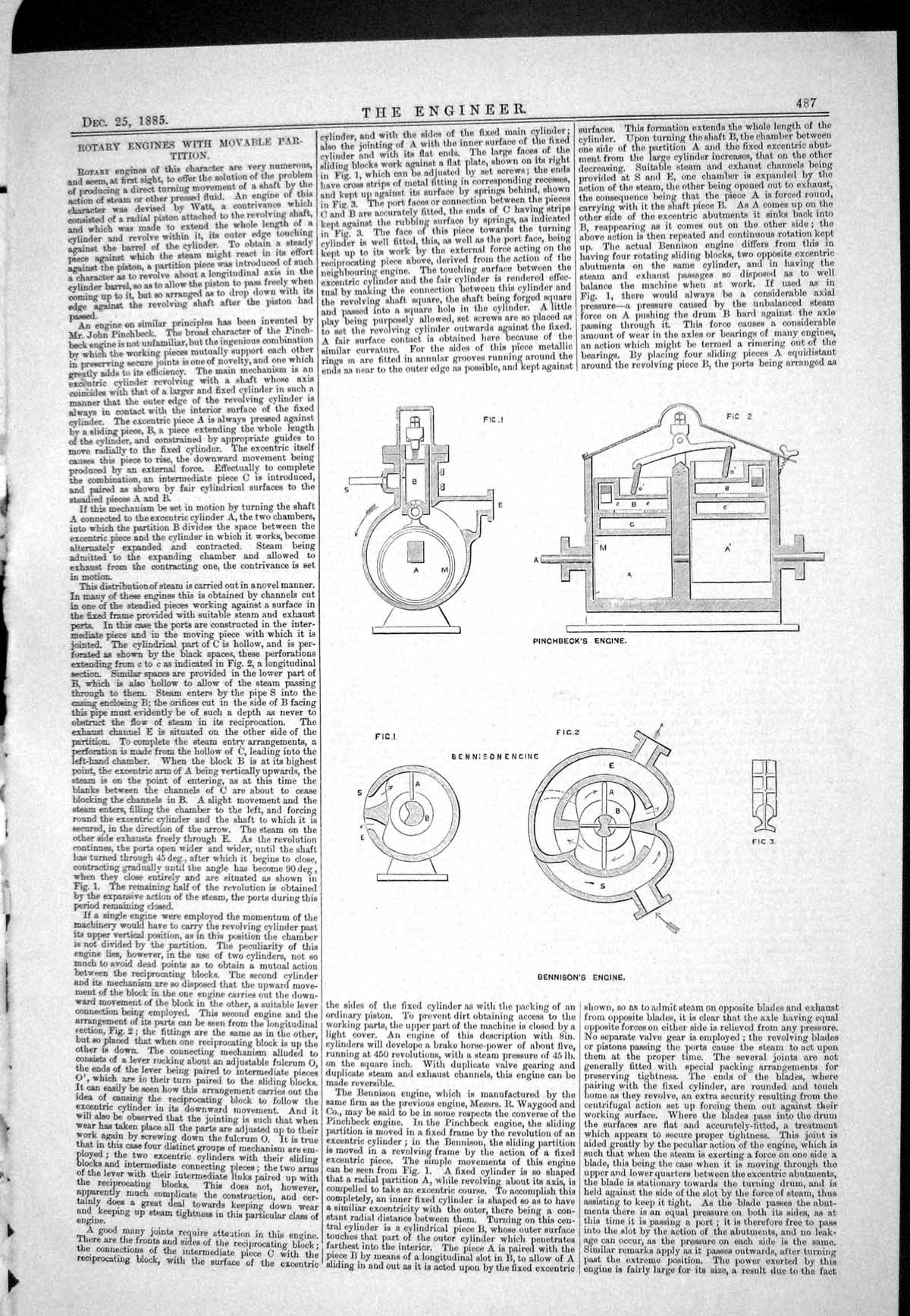 Old 1885 Engineering Rotary Engines Movable Partition Bennison Pinchb Victorian