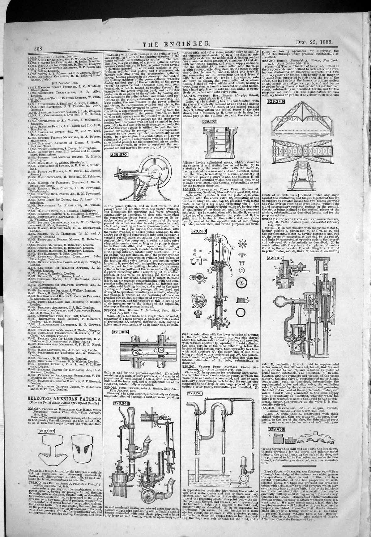 Old American Patents Gas Engine Place Flue Cleaner Hurley Hub Pump 18 Victorian