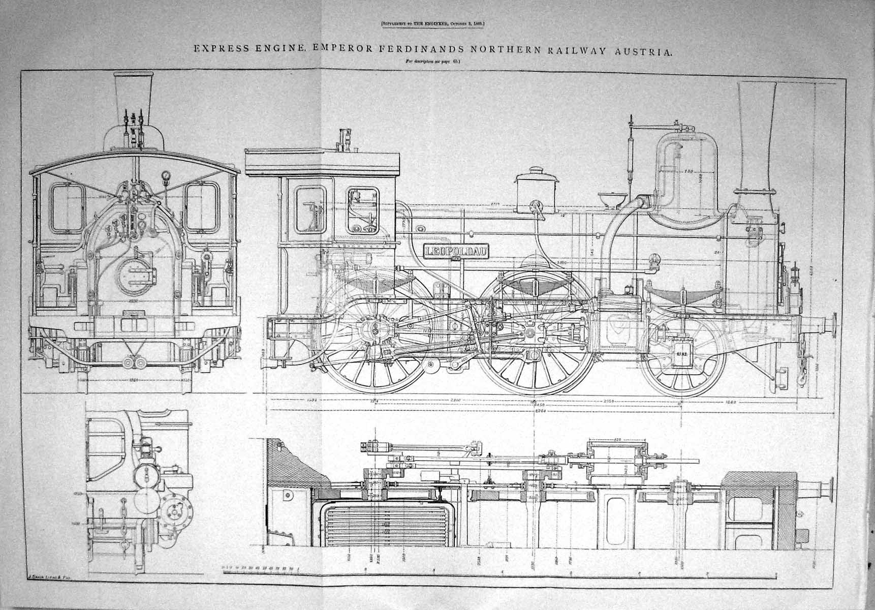 Old 1885 Express Engine Emperor Ferdinands Northern Railway AustriaVictorian
