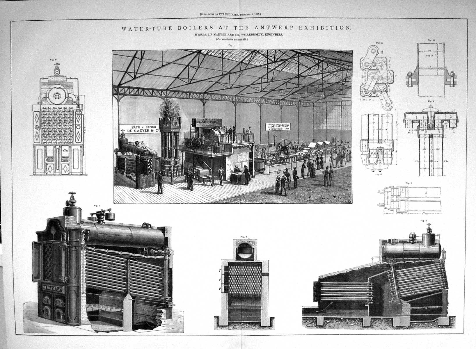 Old 1885 Water-Tube Boilers Antwerp Exhibition De Naeyer WillebroeckVictorian