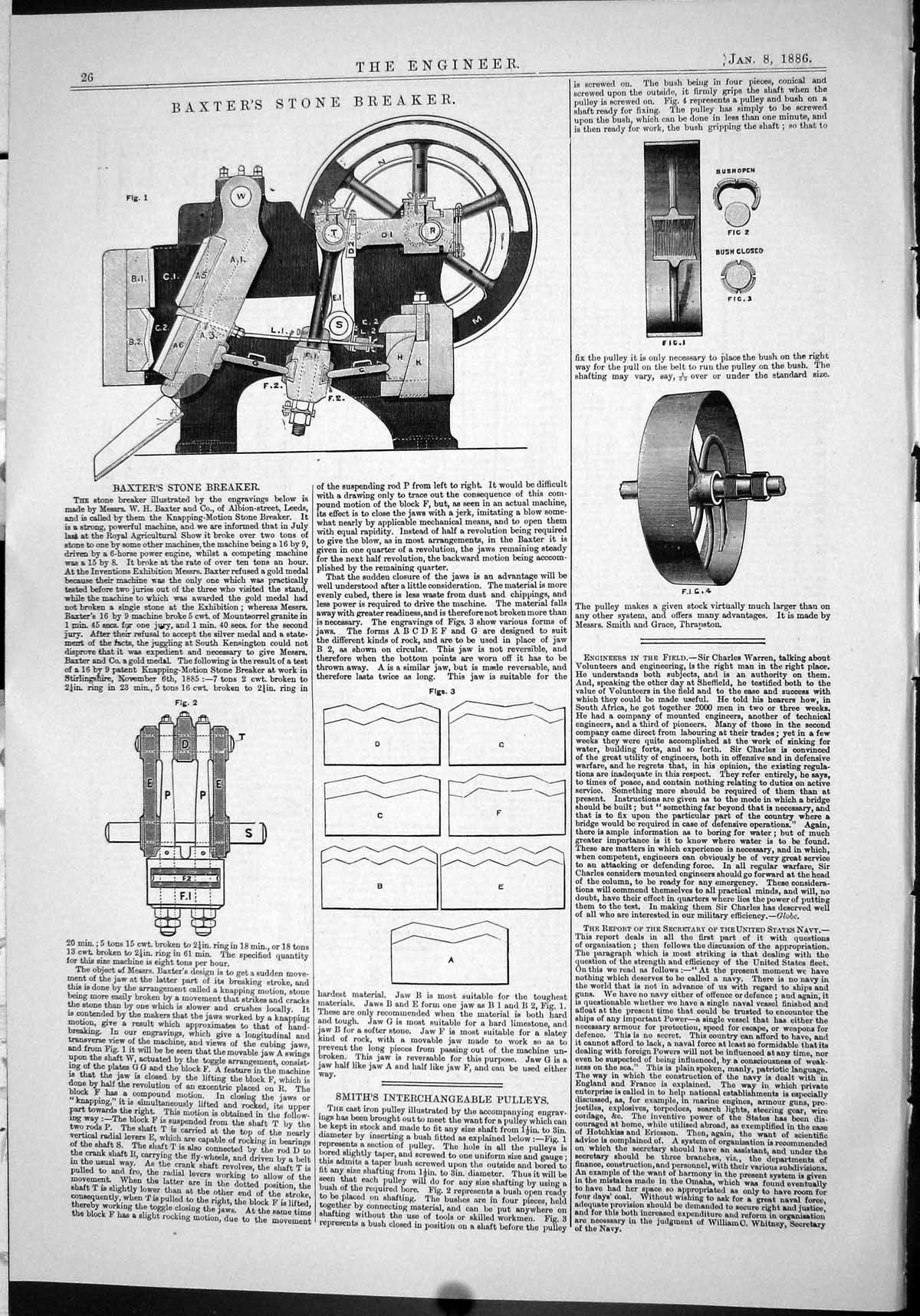 Old Engineering 1886 Baxter Stone Breaker Machinery Leeds Smith Pulle Victorian