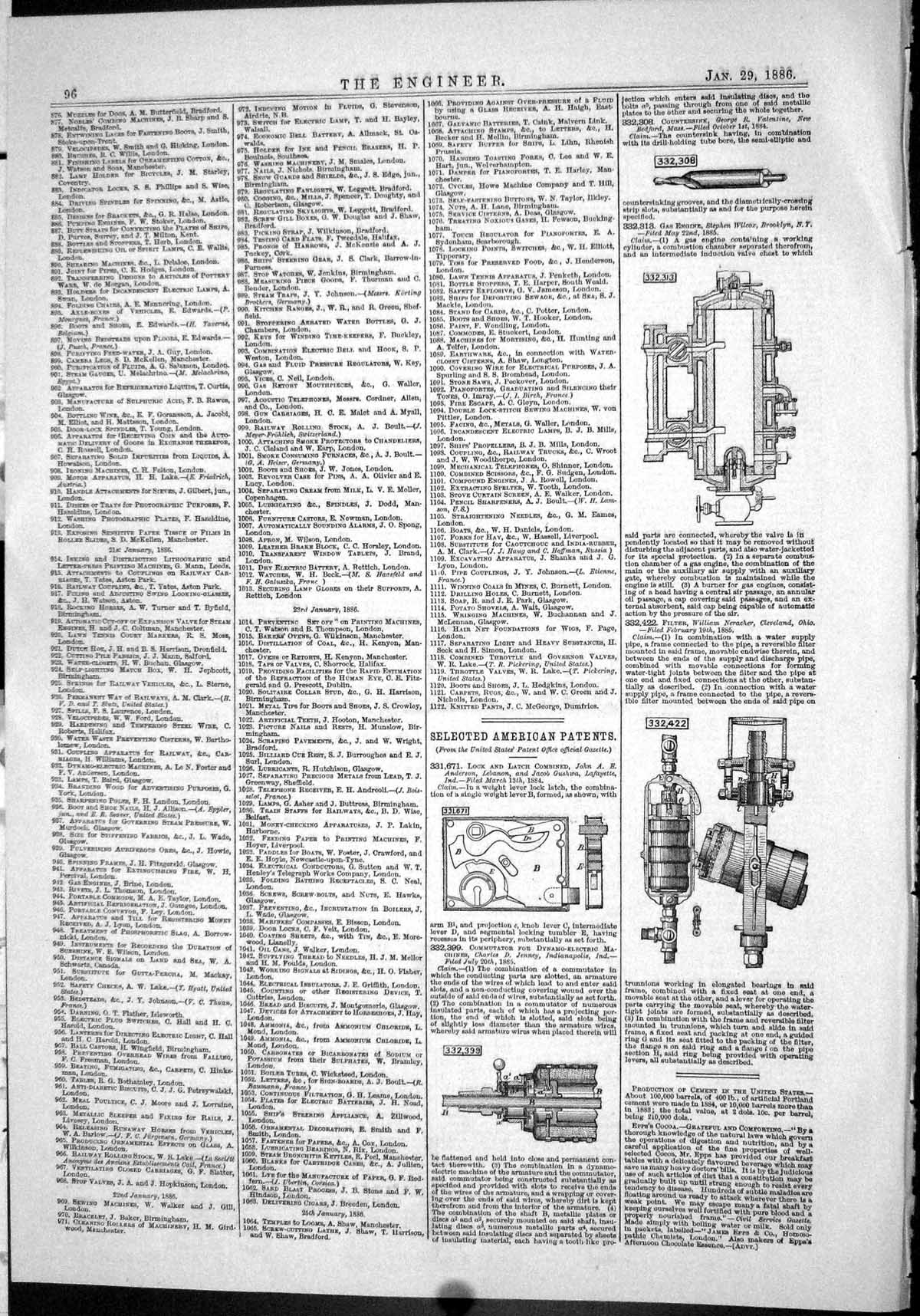 Antique Print American Patents 1886 Anderson Jenney Neracher Wilcox Machine