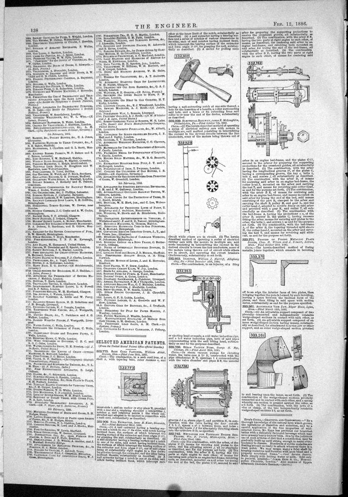 Old Engineering 1886 American Patents Dayton Nye Mclaughlin Wileon Sh Victorian