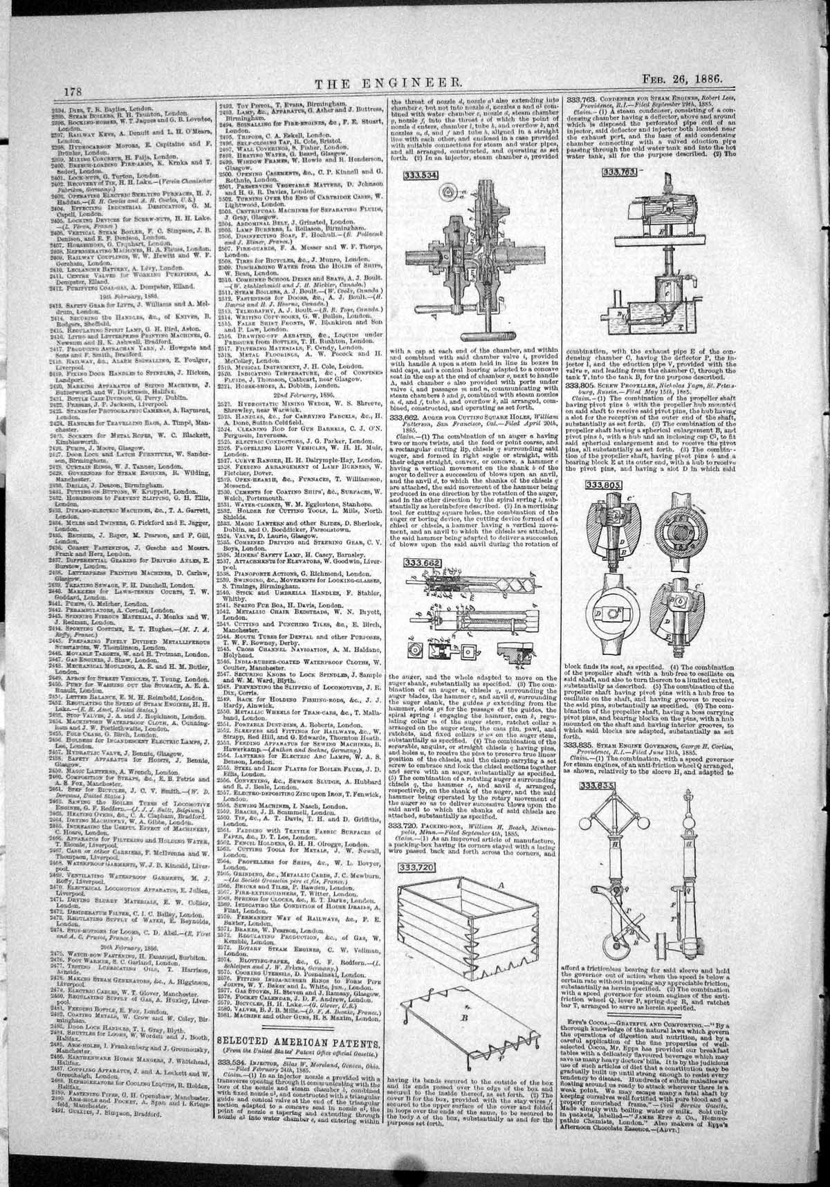 Old Engineering 1886 American Patents Moreland Patterson Beach Corlis Victorian