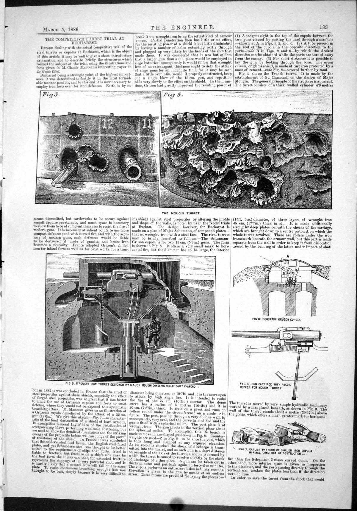 Old Engineering 1886 Competetive Turret Trial Bucharest Schumann Moug Victorian