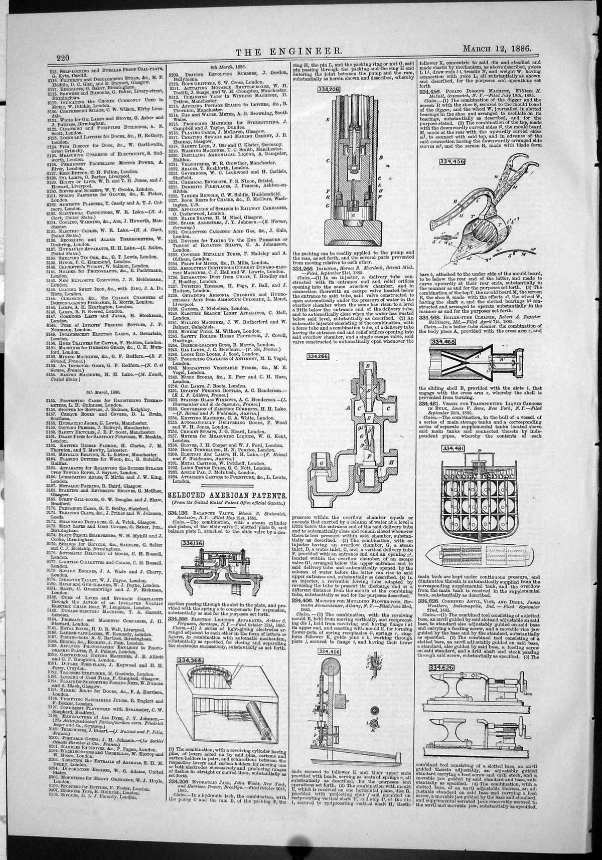 Old Engineering 1886 American Patents Sintenich Ferguson Murdock Rege Victorian