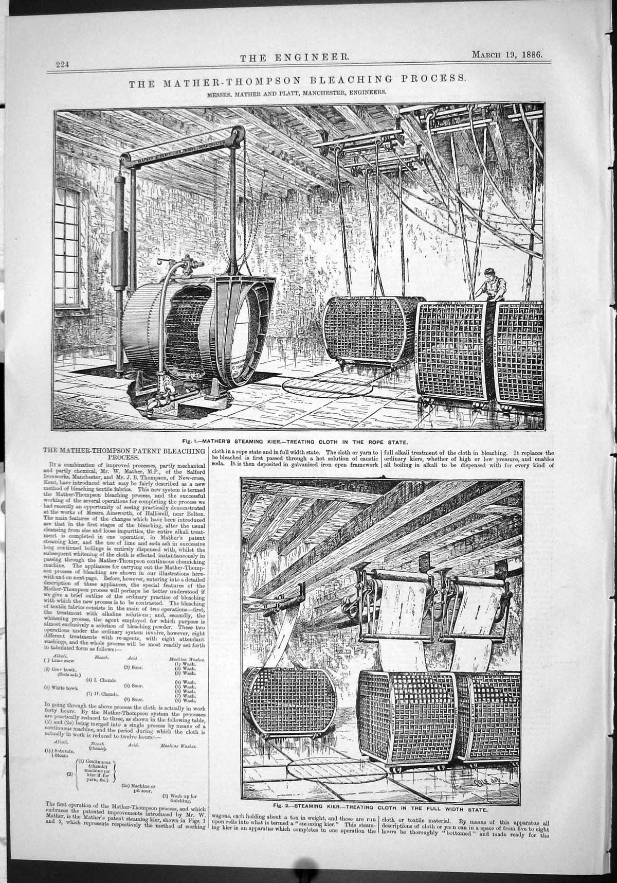 Old Engineering 1886 Mather-Thompson Bleaching Process Steamer Kier C Victorian