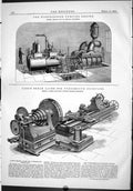 Old Print 1886 Worthington Pumping Engine Simpson Lathe Portsmouth Berry 19th