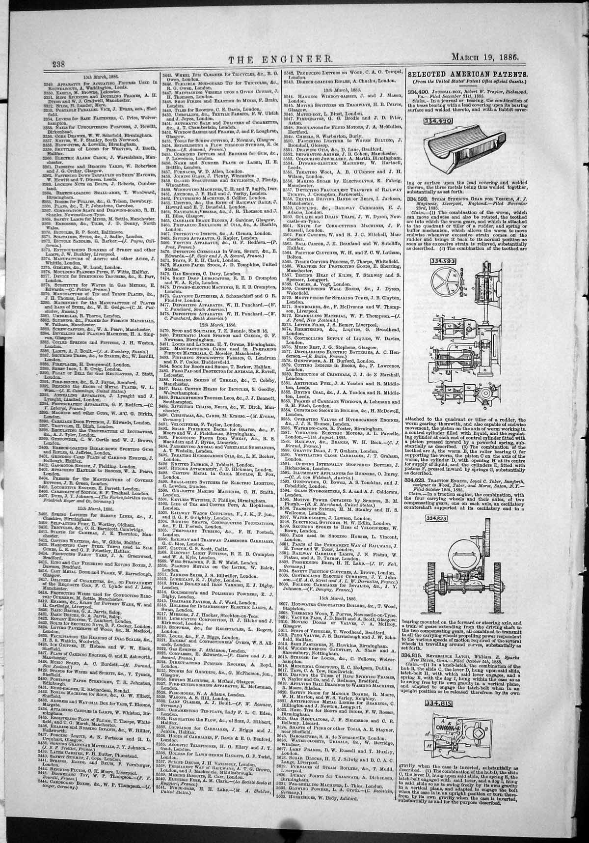 Antique Old Print 1886 American Patents Robert Traylor Maginnis Taber Sparks