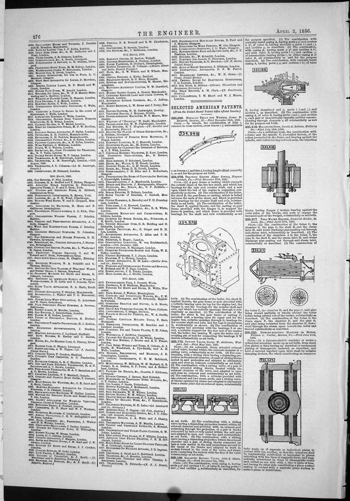 Antique Print 1886 American Patents Haworth Penney Anderson Voelker Bellows