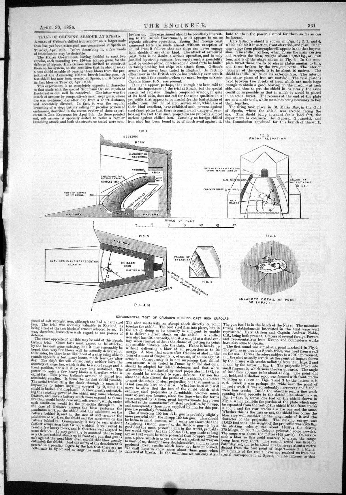 Old Engineering 1886 Experimental Test Gruson Chilled Cast Iron Cupol Victorian