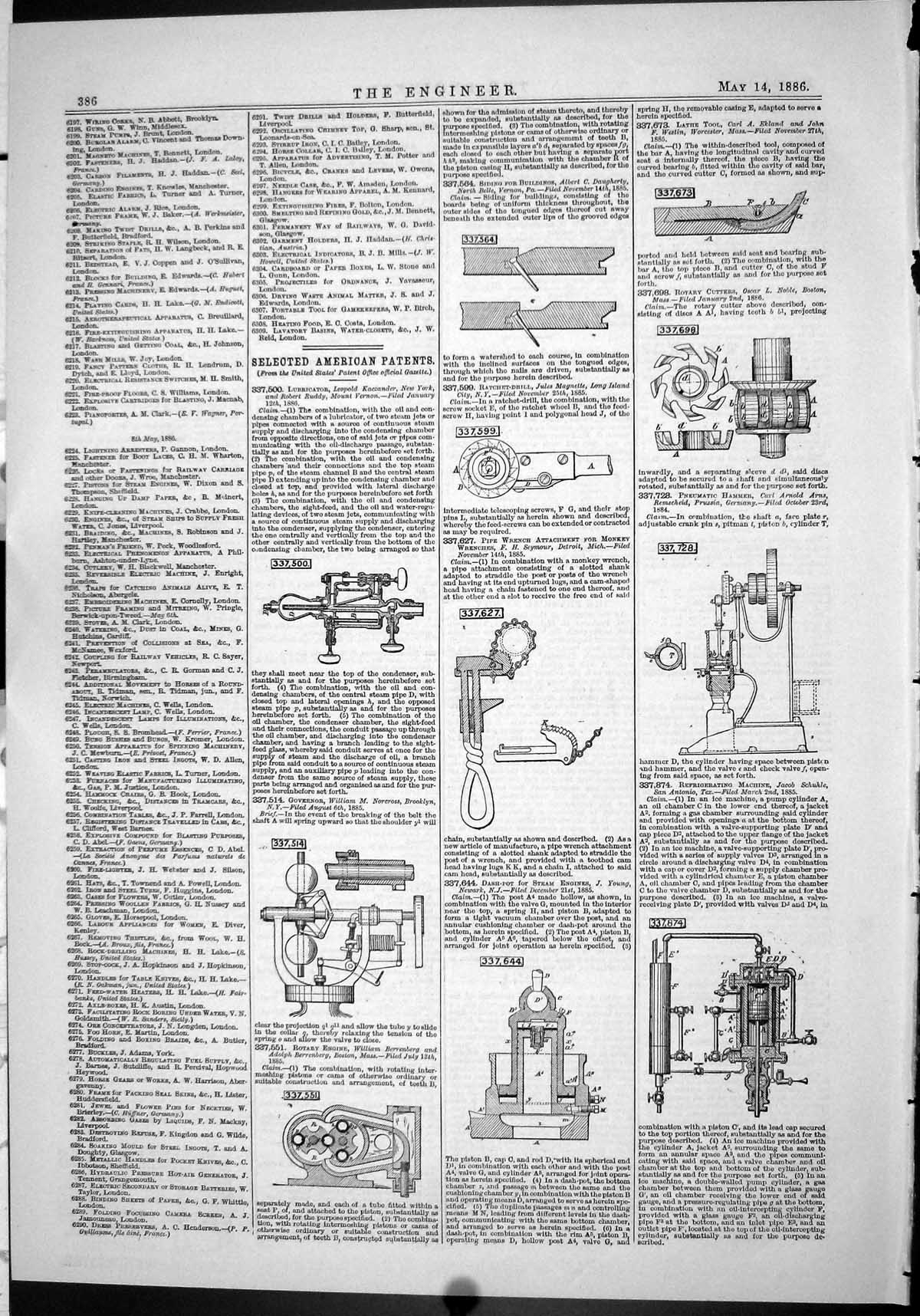 Old Engineering 1886 American Patents Ruddy Norcross Berrenberg Young Victorian