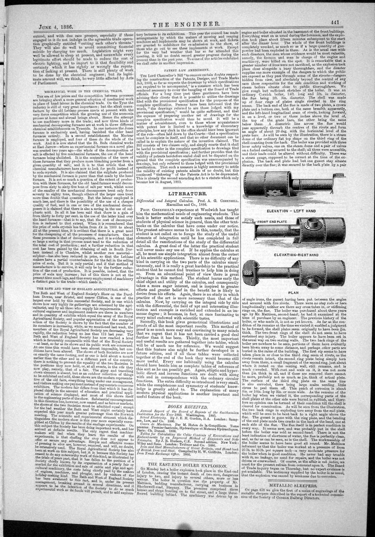 Old Engineering 1886 East-End Boiler Explosiona Angle Irons Elevation Victorian
