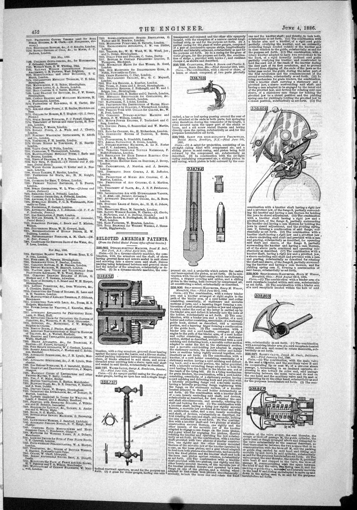 Old Engineering 1886 American Patents Dynamo Ball Henderson Weaver Co Victorian