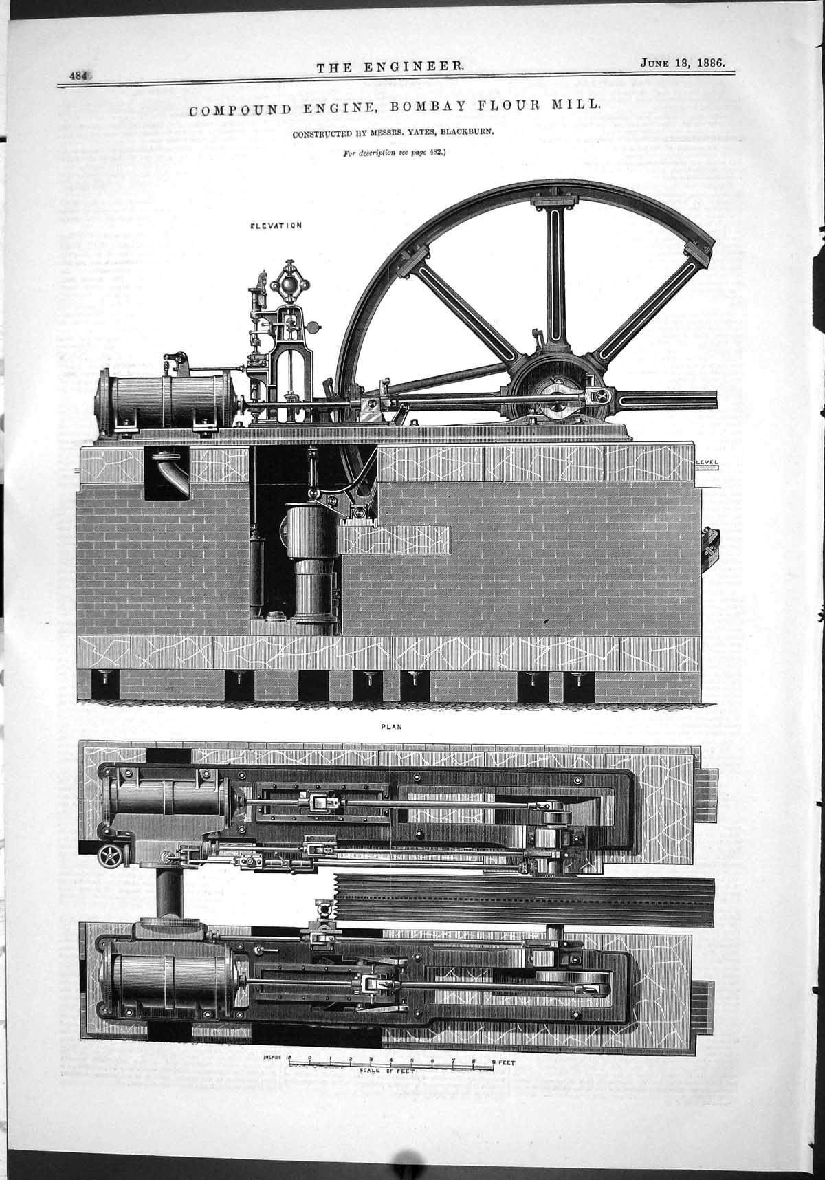 Old Compound Engine Bombay Flour Mill Yates Blackburn Engineering 188 Victorian