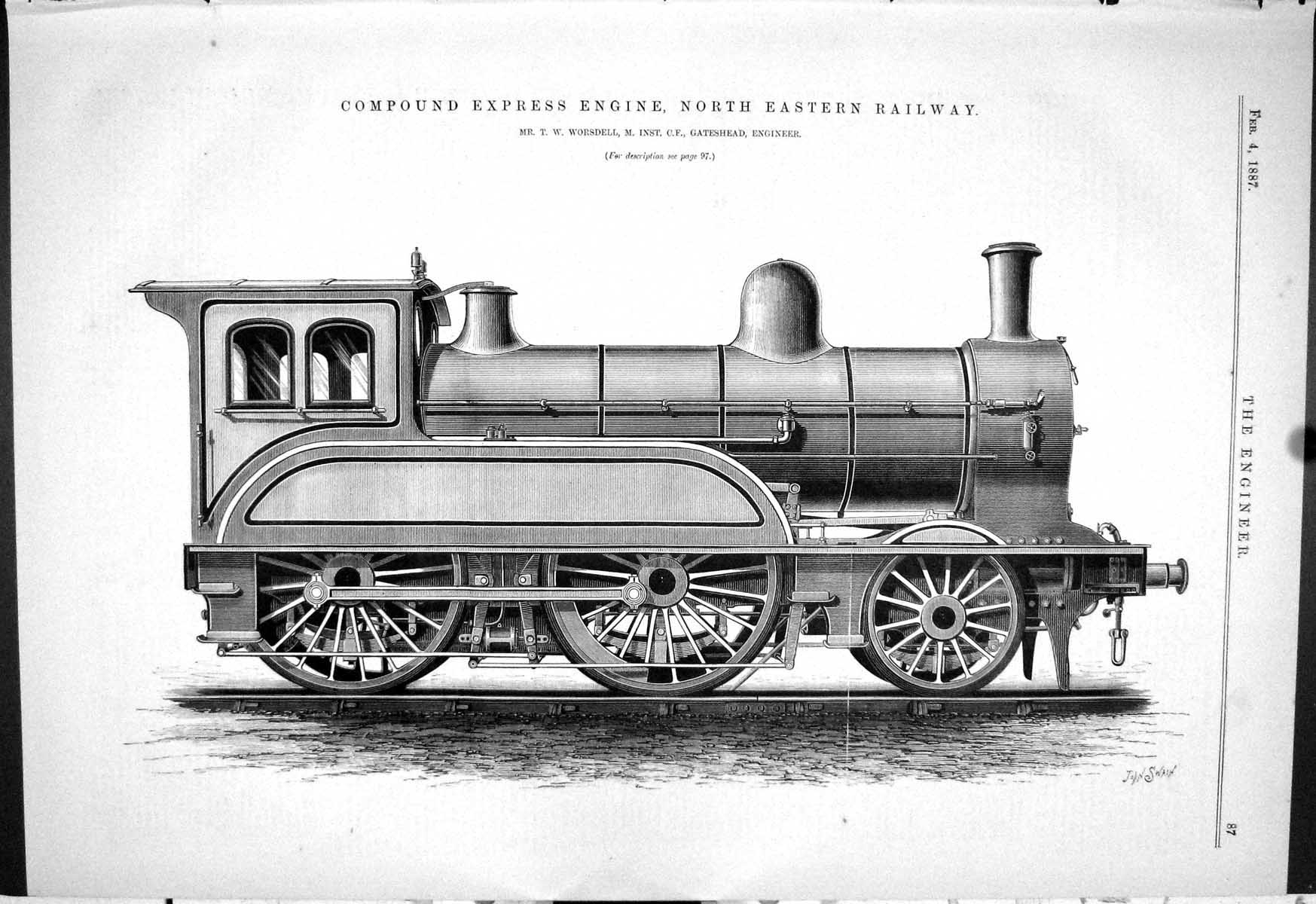Old 1887 Compound Express Engine Train North Eastern Railway Worsdell Victorian