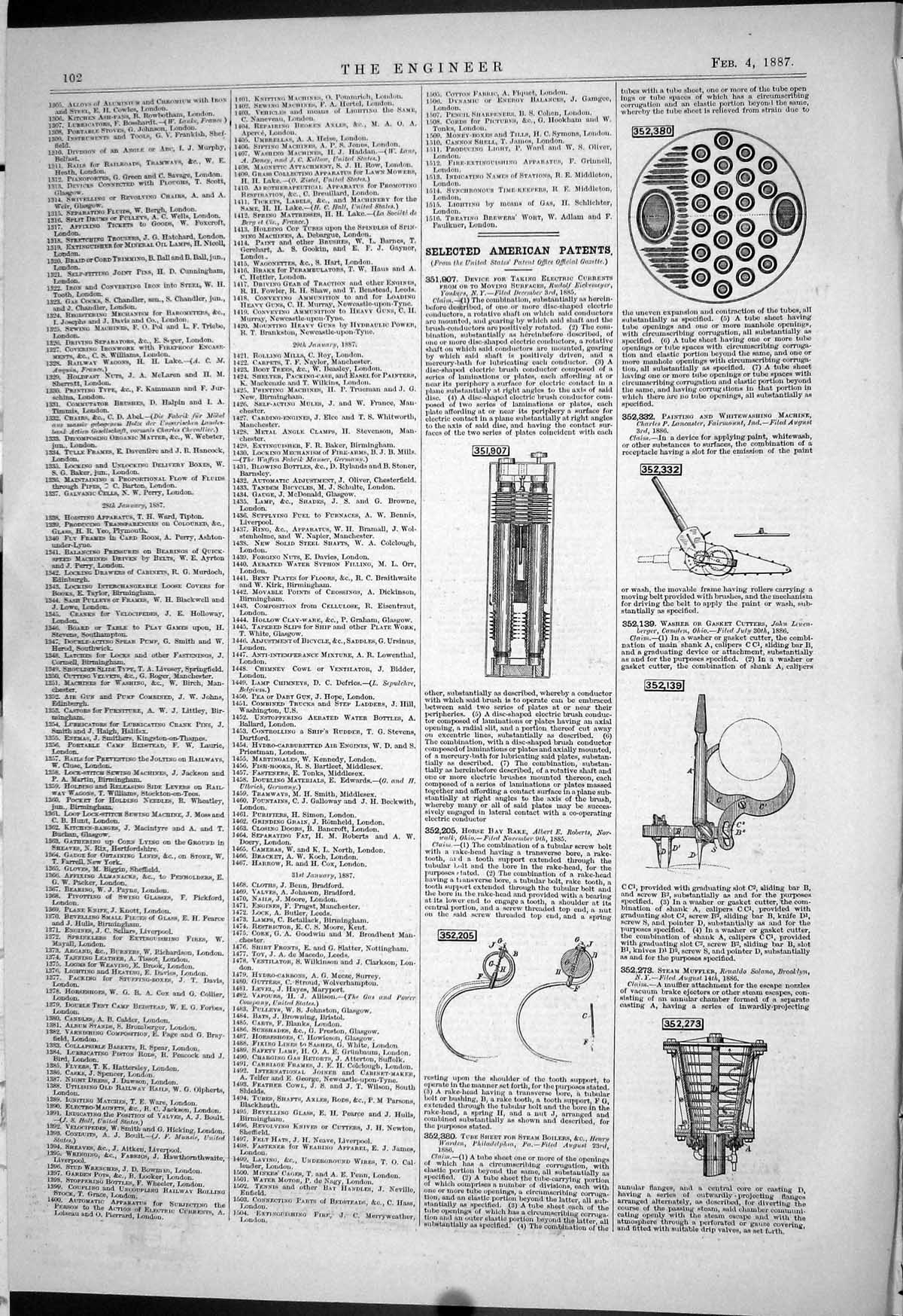 Old 1887 American Patents Rudolf Roberts Renaldo Leuenberger Lancaste Victorian