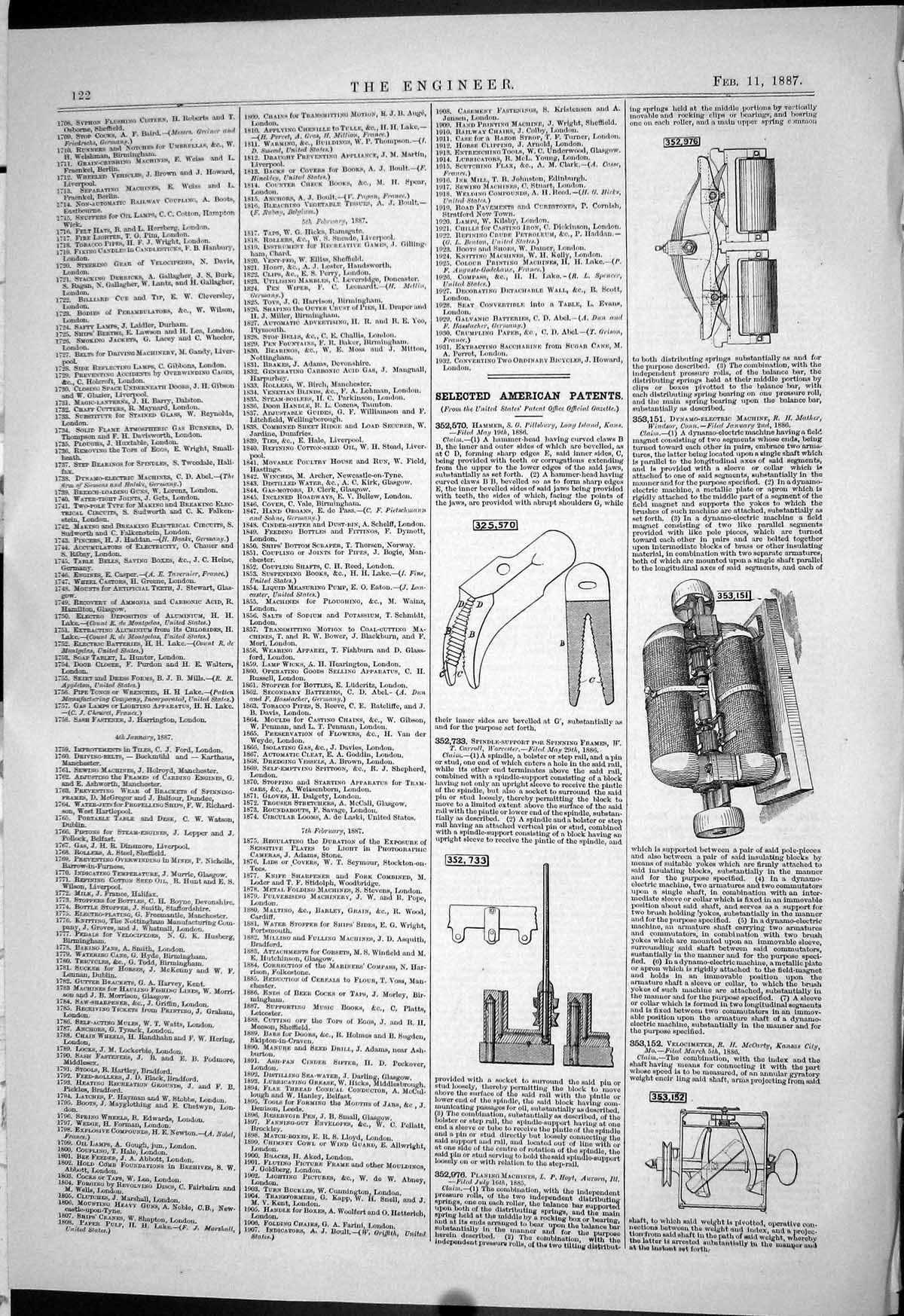Old American Patents 1887 Pillsbury Carroll Hoyt Mccarty Mather Machi Victorian